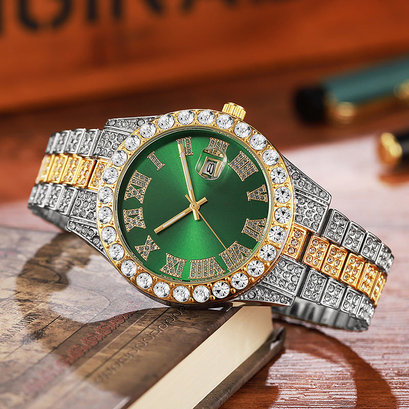 Luxury DarRose Lab Diamond Watches 43mm Alloy Antique Iced Out