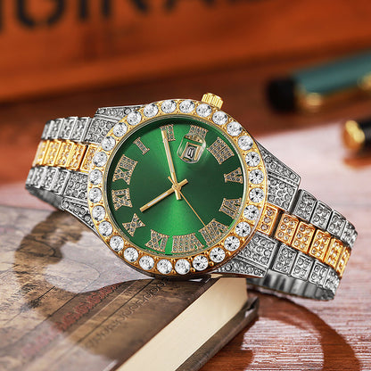 Luxury DarRose Lab Diamond Watches 43mm Alloy Antique Iced Out